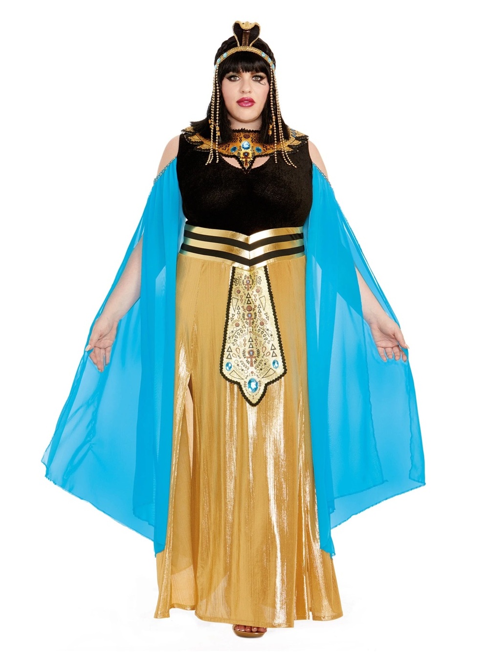 DREAMGIRL Women's Plus 1x Halloween Costume Egyptian Queen Cleopatra Blue/Gold